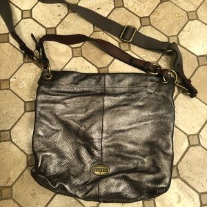 Leather Fossil Metallic Hobo Purse
